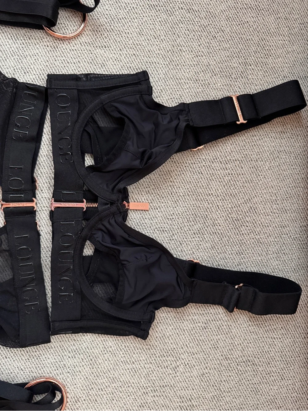 Lounge Black Lingerie Set with Rose Gold Hardware